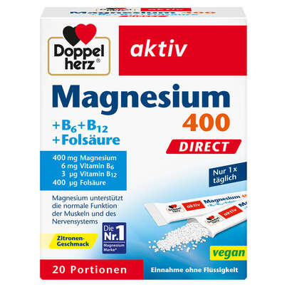 Doppelherz Magnesium 400 DIRECT + B6 + B12 + Folsäure, A-Nr.: 3478357 - 01