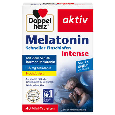 Sie sehen eine Packung Doppelherz Melatonin Intense, Produktbild: 01 Doppelherz Melatonin Intense, A-Nr.: 5991432 - 01