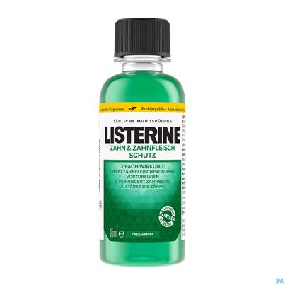 Sie sehen eine Packung Mundwasser/spuelung Listerine Zahn+zahnfleisch-schutz 95ml, Produktbild: 03 Mundwasser/spuelung Listerine Zahn+zahnfleisch-schutz 95ml, A-Nr.: 3417686 - 03