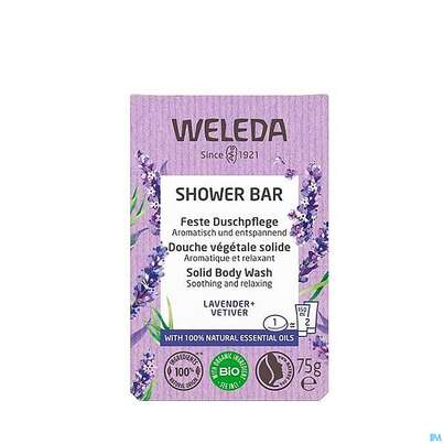 Sie sehen eine Packung Weleda Feste Duschpflege Lavender +vetiver 75g, Produktbild: 06 Weleda Feste Duschpflege Lavender +vetiver 75g, A-Nr.: 5565250 - 06