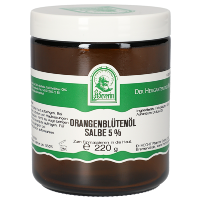 Sie sehen eine Packung ORANGENBLÜTENÖL SALBE 5% 220 G, Produktbild: 01 ORANGENBLÜTENÖL SALBE 5% 220 G, A-Nr.: 5340249 - 01