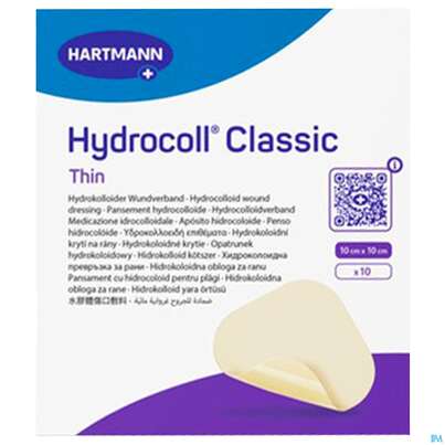 Sie sehen eine Packung Wundverband Hydrocoll Thin 10x 10cm 10st, Produktbild: 02 Wundverband Hydrocoll Thin 10x 10cm 10st, A-Nr.: 2219412 - 02