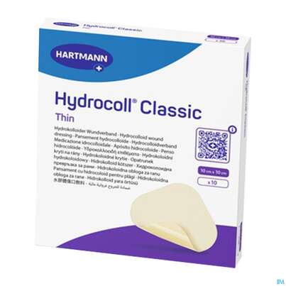 Sie sehen eine Packung Wundverband Hydrocoll Thin 10x 10cm 10st, Produktbild: 03 Wundverband Hydrocoll Thin 10x 10cm 10st, A-Nr.: 2219412 - 03