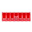 Sie sehen eine Packung APOfit Wochendispenser 1 Dosierer Box rot, Produktbild: 01 APOfit Wochendispenser 1 Dosierer Box rot, A-Nr.: 5965050 - 01