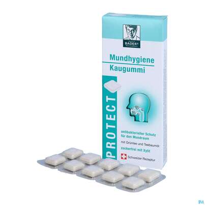 Sie sehen eine Packung Baders Protect Mundhygiene Kaugummi Cur 20st, Produktbild: 04 Baders Protect Mundhygiene Kaugummi Cur 20st, A-Nr.: 4111469 - 04
