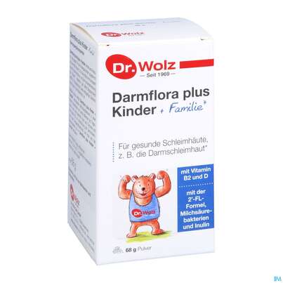 Sie sehen eine Packung Darmflora Plus Dr.wolz Kinder Pulver +familie Nr 60519 68g, Produktbild: 05 Darmflora Plus Dr.wolz Kinder Pulver +familie Nr 60519 68g, A-Nr.: 5186699 - 05