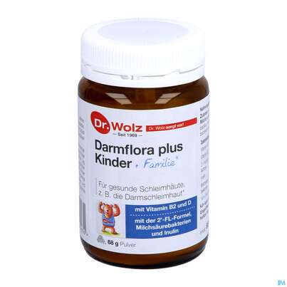 Sie sehen eine Packung Darmflora Plus Dr.wolz Kinder Pulver +familie Nr 60519 68g, Produktbild: 08 Darmflora Plus Dr.wolz Kinder Pulver +familie Nr 60519 68g, A-Nr.: 5186699 - 08