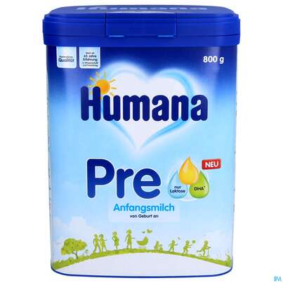 Sie sehen eine Packung Humana Anfangsmilch Pulver Von Geburt An Pre 750g, Produktbild: 01 Humana Anfangsmilch Pulver Von Geburt An Pre 750g, A-Nr.: 5417041 - 01