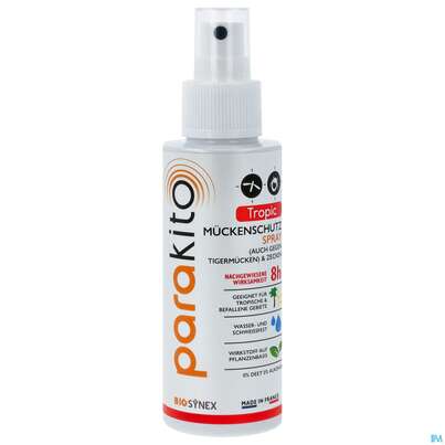 Sie sehen eine Packung Insektenschutz Para Kito Spray Tropical 75ml, Produktbild: 01 Insektenschutz Para Kito Spray Tropical 75ml, A-Nr.: 4801027 - 01