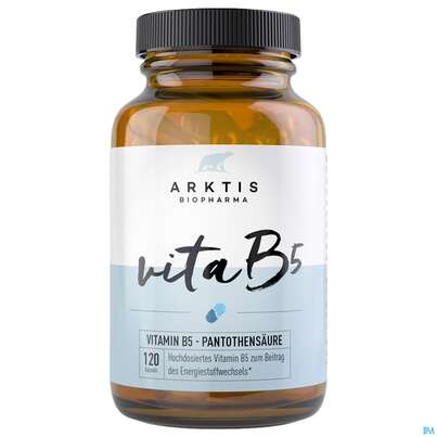 Sie sehen eine Packung Vitamin B5 Kapseln Pantothen Arktis 120st, Produktbild: 03 Vitamin B5 Kapseln Pantothen Arktis 120st, A-Nr.: 4750815 - 03