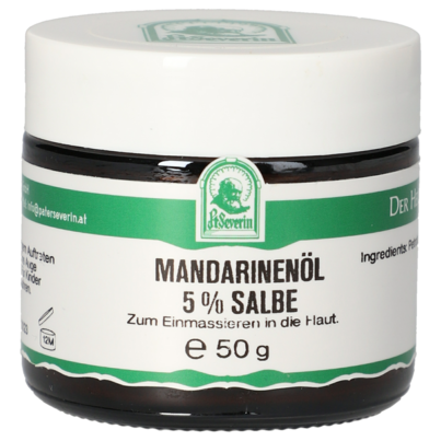 Sie sehen eine Packung MANDARINENÖL SALBE 5% 50 G, Produktbild: 01 MANDARINENÖL SALBE 5% 50 G, A-Nr.: 5802224 - 01