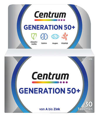 Sie sehen eine Packung Centrum Generation 50+ von A bis Zink 30 Stk., Produktbild: 01 Centrum Generation 50+ von A bis Zink 30 Stk., A-Nr.: 4555462 - 01