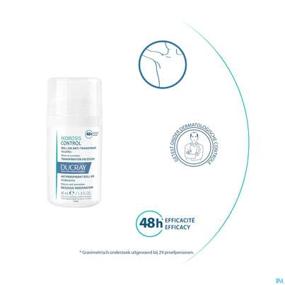 Sie sehen eine Packung Ducray Hidrosis Control Roll-on Anti-transpirant Neu 40ml, Produktbild: 06 Ducray Hidrosis Control Roll-on Anti-transpirant Neu 40ml, A-Nr.: 5724174 - 06