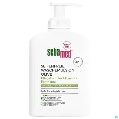 Sie sehen eine Packung Sebamed Waschemulsion +spender Olive 200ml, Produktbild: 03 Sebamed Waschemulsion +spender Olive 200ml, A-Nr.: 5327987 - 03
