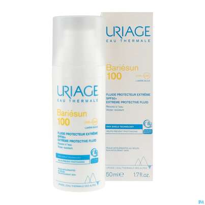 Sie sehen eine Packung Sonnenprodukte Uriage/bariesun Schutz-fluid Extrem 100 Spf50+ 50ml, Produktbild: 15 Sonnenprodukte Uriage/bariesun Schutz-fluid Extrem 100 Spf50+ 50ml, A-Nr.: 5617900 - 15