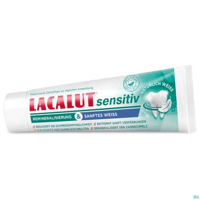 Sie sehen eine Packung Zahncreme Lacalut/sensitiv Remineralisierung Sanftes Weiss 75ml, Produktbild: 08 Zahncreme Lacalut/sensitiv Remineralisierung Sanftes Weiss 75ml, A-Nr.: 5754548 - 08