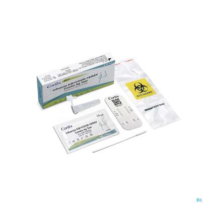 Sie sehen eine Packung Diagnostika U.zubehoer Cordx Covid19 Influ A/b Rsv 1st, Produktbild: 06 Diagnostika U.zubehoer Cordx Covid19 Influ A/b Rsv 1st, A-Nr.: 5741267 - 06