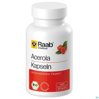 Sie sehen eine Packung Acerola Kapseln Bio Raab 80st, Produktbild: 02 Acerola Kapseln Bio Raab 80st, A-Nr.: 5912869 - 02