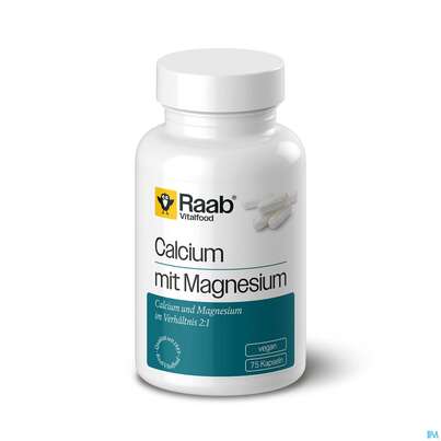 Sie sehen eine Packung Calcium +magnesium Kapseln Raab 75st, Produktbild: 01 Calcium +magnesium Kapseln Raab 75st, A-Nr.: 5996487 - 01