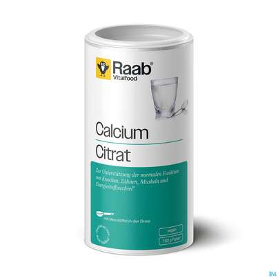 Sie sehen eine Packung Calcium Citrat Pulver Raab 160g, Produktbild: 01 Calcium Citrat Pulver Raab 160g, A-Nr.: 5372539 - 01