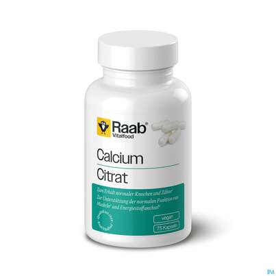 Sie sehen eine Packung Calcium Citrat/kapseln Raab 75st, Produktbild: 01 Calcium Citrat/kapseln Raab 75st, A-Nr.: 5996470 - 01