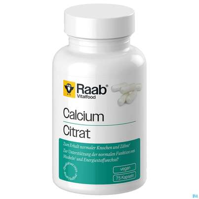Sie sehen eine Packung Calcium Citrat/kapseln Raab 75st, Produktbild: 02 Calcium Citrat/kapseln Raab 75st, A-Nr.: 5996470 - 02