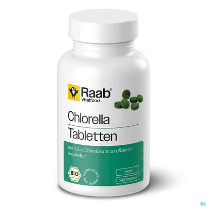 Sie sehen eine Packung Chlorella Tabl Bio Raab 500st, Produktbild: 01 Chlorella Tabl Bio Raab 500st, A-Nr.: 5912881 - 01