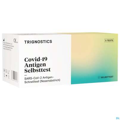Sie sehen eine Packung Diagnostika U.zubehoer Covid/-19/antigen/selbst- Test Trignostics 15min Nasenabstr.ce Laienzul5 Tes 1pk, Produktbild: 03 Diagnostika U.zubehoer Covid/-19/antigen/selbst- Test Trignostics 15min Nasenabstr.ce Laienzul5 Tes 1pk, A-Nr.: 5833124 - 03