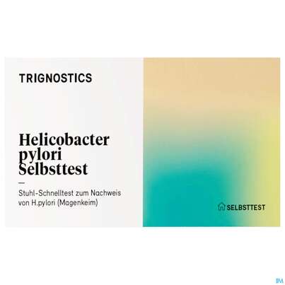 Sie sehen eine Packung Diagnostika U.zubehoer Trignostics/helicobacter Pylori Selbsttest 10min Sensitiv 97,6% Ce-laienzul 1st, Produktbild: 01 Diagnostika U.zubehoer Trignostics/helicobacter Pylori Selbsttest 10min Sensitiv 97,6% Ce-laienzul 1st, A-Nr.: 5888467 - 01