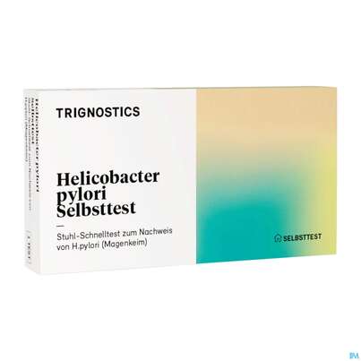 Sie sehen eine Packung Diagnostika U.zubehoer Trignostics/helicobacter Pylori Selbsttest 10min Sensitiv 97,6% Ce-laienzul 1st, Produktbild: 02 Diagnostika U.zubehoer Trignostics/helicobacter Pylori Selbsttest 10min Sensitiv 97,6% Ce-laienzul 1st, A-Nr.: 5888467 - 02
