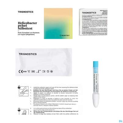 Sie sehen eine Packung Diagnostika U.zubehoer Trignostics/helicobacter Pylori Selbsttest 10min Sensitiv 97,6% Ce-laienzul 1st, Produktbild: 05 Diagnostika U.zubehoer Trignostics/helicobacter Pylori Selbsttest 10min Sensitiv 97,6% Ce-laienzul 1st, A-Nr.: 5888467 - 05