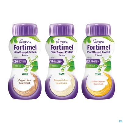Sie sehen eine Packung Fortimel/plantbased/protein 200ml Flasche Ananas-kokos 24st, Produktbild: 04 Fortimel/plantbased/protein 200ml Flasche Ananas-kokos 24st, A-Nr.: 5919593 - 04