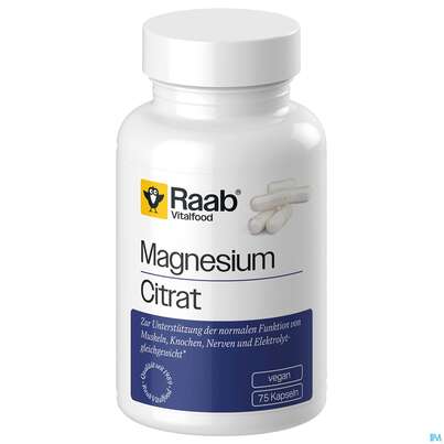 Sie sehen eine Packung Magnesium Citrat Kapseln Raab 75st, Produktbild: 02 Magnesium Citrat Kapseln Raab 75st, A-Nr.: 5996464 - 02