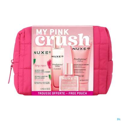 Sie sehen eine Packung Nuxe My Pink Crush Travel Kit Vr Mic Wat 100ml+ Prod B Mask75ml+cr15ml+hp Or Fl 10 1pk, Produktbild: 01 Nuxe My Pink Crush Travel Kit Vr Mic Wat 100ml+ Prod B Mask75ml+cr15ml+hp Or Fl 10 1pk, A-Nr.: 5984047 - 01