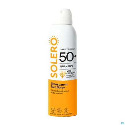Sie sehen eine Packung Sonnenprodukte Solero Spray Transparent Spf50+ 200ml, Produktbild: 01 Sonnenprodukte Solero Spray Transparent Spf50+ 200ml, A-Nr.: 5917482 - 01