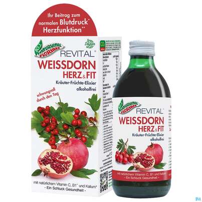 Weissdorn Herz+fit Granatapfel Revital Alkoholfrei Kraeuter Fruechte 330ml, A-Nr.: 3725790 - 01