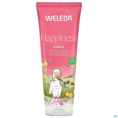 Sie sehen eine Packung Weleda Happiness Shower Gel Grapefruit 200ml, Produktbild: 02 Weleda Happiness Shower Gel Grapefruit 200ml, A-Nr.: 5911829 - 02