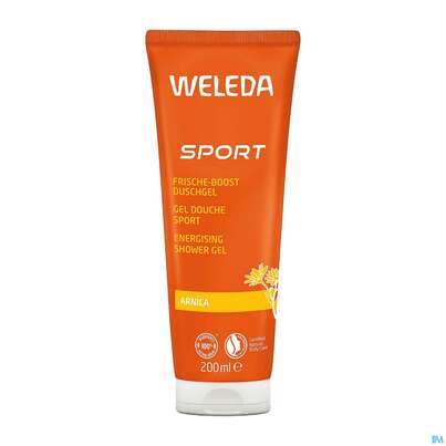 Sie sehen eine Packung Weleda Sport Shower Gel Arnika 200ml, Produktbild: 01 Weleda Sport Shower Gel Arnika 200ml, A-Nr.: 5909666 - 01