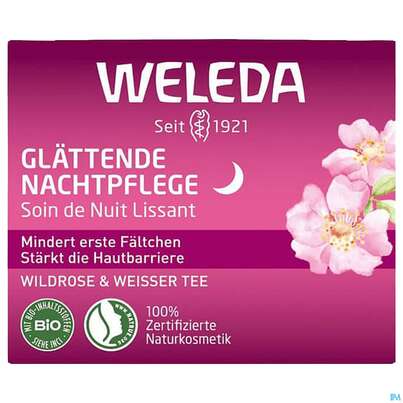 Sie sehen eine Packung Weleda Wildrose/+weisser Tee Glaettende Nachtpflege 40ml, Produktbild: 02 Weleda Wildrose/+weisser Tee Glaettende Nachtpflege 40ml, A-Nr.: 5838179 - 02