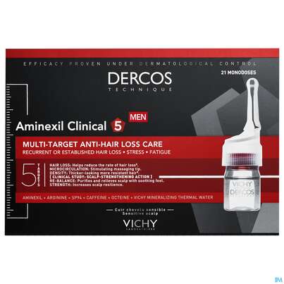 Sie sehen eine Packung Vichy Dercos Aminexil Clinical 5 Mann 126ml, Produktbild: 03 Vichy Dercos Aminexil Clinical 5 Mann 126ml, A-Nr.: 4559649 - 03