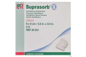 Suprasorb/x Hydrobalance Wundverband Kompresse 9x 9cm 5st, A-Nr.: 3065141 - 01