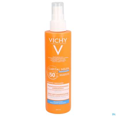 Sie sehen eine Packung Sonnenprodukte Vichy/capital Soleil Multi Protect Spray F50+ 200ml, Produktbild: 01 Sonnenprodukte Vichy/capital Soleil Multi Protect Spray F50+ 200ml, A-Nr.: 5054259 - 01