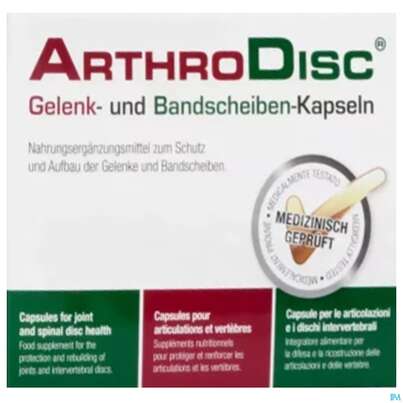 Sie sehen eine Packung Arthrodisc Gelenk +bandscheiben Kapseln 120st, Produktbild: 01 Arthrodisc Gelenk +bandscheiben Kapseln 120st, A-Nr.: 3966967 - 01