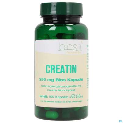 Sie sehen eine Packung Bios Creatin 250mg 100 Kapseln, Produktbild: 01 Bios Creatin 250mg 100 Kapseln, A-Nr.: 3891034 - 01
