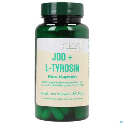 Sie sehen eine Packung Bios Jod + l-tyrosin 100 Kapseln, Produktbild: 01 Bios Jod + l-tyrosin 100 Kapseln, A-Nr.: 3891703 - 01
