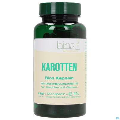 Sie sehen eine Packung Bios Karotten 100 Kapseln, Produktbild: 01 Bios Karotten 100 Kapseln, A-Nr.: 3891761 - 01