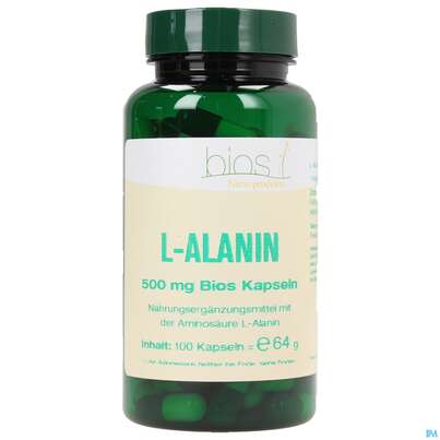 Sie sehen eine Packung Bios l-alanin 100 Kapseln, Produktbild: 01 Bios l-alanin 100 Kapseln, A-Nr.: 3891927 - 01