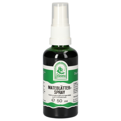 Sie sehen eine Packung MATEBLAETTER SPRAY 50 ML, Produktbild: 01 MATEBLAETTER SPRAY 50 ML, A-Nr.: 4444538 - 01
