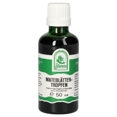 Sie sehen eine Packung MATEBLAETTER TROPFEN 50 ML, Produktbild: 01 MATEBLAETTER TROPFEN 50 ML, A-Nr.: 4376831 - 01