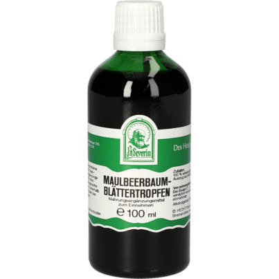 Sie sehen eine Packung MAULBEERBAUMBLAETTER TROPFEN 100 ML, Produktbild: 01 MAULBEERBAUMBLAETTER TROPFEN 100 ML, A-Nr.: 4376860 - 01